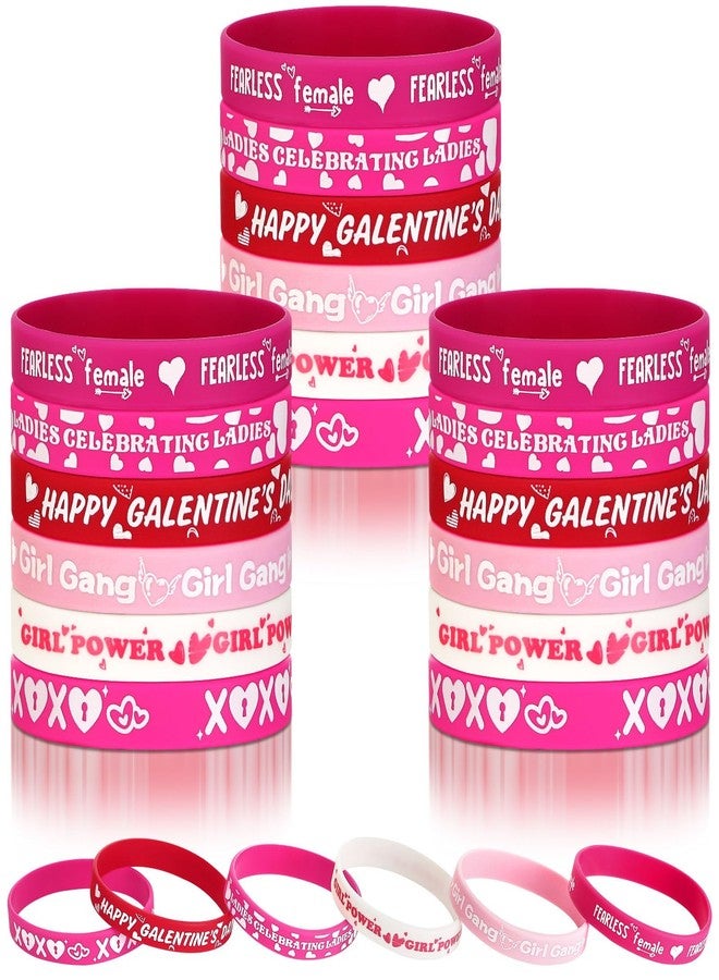 Ferreve 60 Pcs Galentine's Day Wristband Bulk Friends Silicone Bracelets Pink Red Valentine's Day Wristband Bulk for Friendship Gift Items Bag Valentine Exchange Gifts Party Decoration Supplies - Image 1